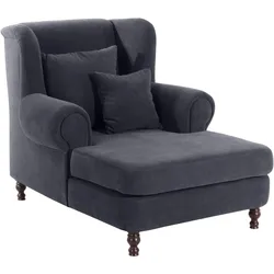 SESSEL XXL Karley Bezug Veloursstoff Buche nussbaum dunkel / anthrazit