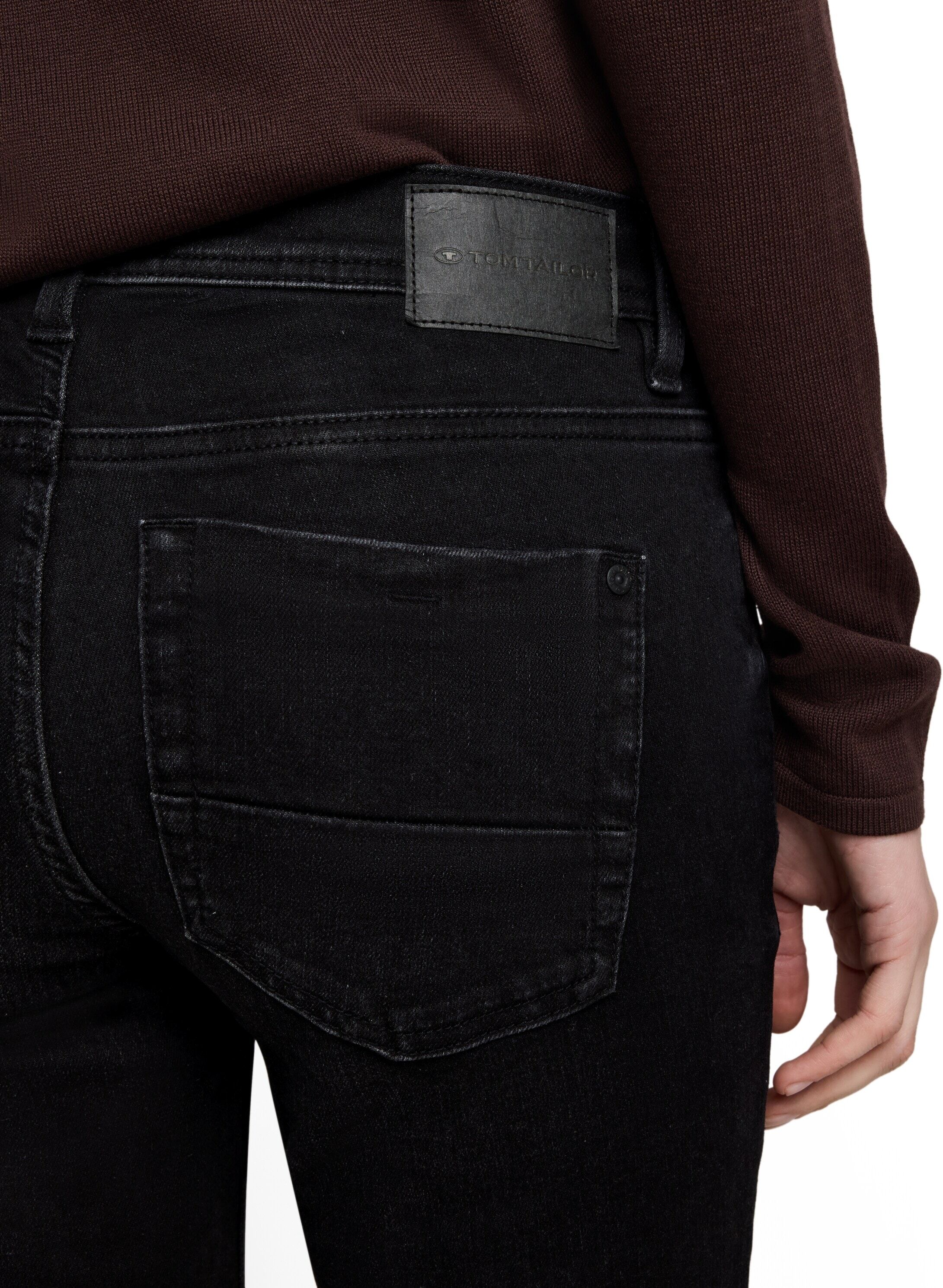Straight-Jeans TOM TAILOR "LIVA Straight", Damen, Gr. 29, Länge 32, schwarz (schwarz schwarz denim), Denim/Jeans, Obermaterial: 92% Baumwolle, 6% Polyester, 2% Elasthan. Futter: 65% Baumwolle, 35% Polyester, unifarben, straight fit lang, Jeans Straight-Je