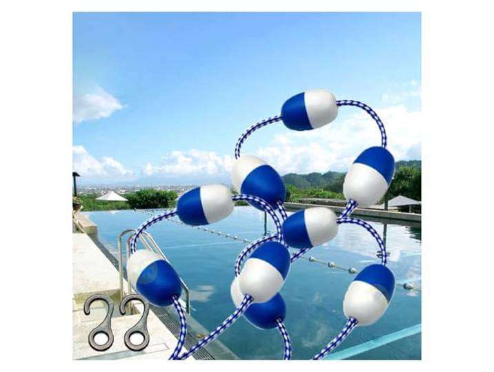 LuysmengEU Schwimmbahntrenner mit Haken, Sicherheitsseil for Pools und Wasserwege, blau-weiß – ideal for Flachwasserbereiche und Wettkampfschwimmen(9m/29.5ft)