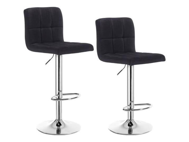 WOLTU Tabouret de bar en lin lot de 2 Siège bien rembourré Tabouret de bar pivotant ajustable en hauteur Noir