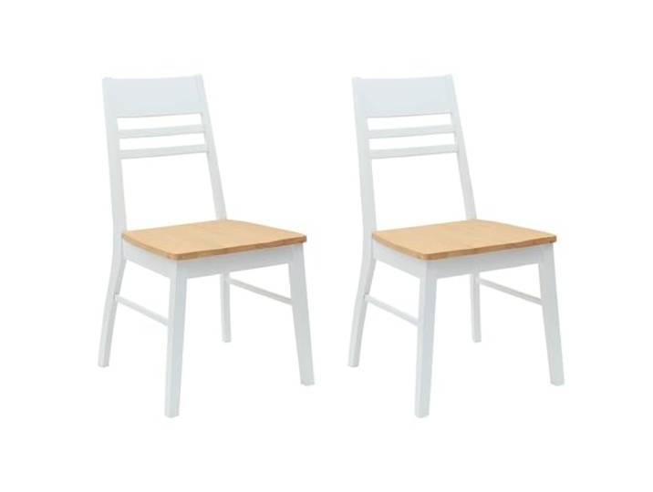 NLQMSU Esszimmerstühle, 2-teilig, Massivholz, Gummi, Weiß Schlichtes Design, ergonomische Rückenlehne, quadratische Beine, tägliche Verwendung, Küche, Wohnzimmer