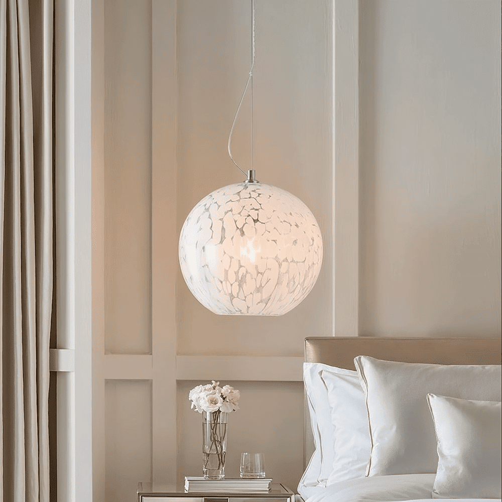 Tamsin Glass White Speckled Pendant Ceiling Light