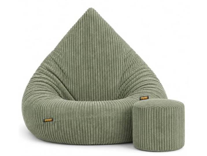 Slevobox Sitzsack mit Hocker 95x95x120cm - Cord XXL Sitzsack Erwachsene mit Füllung - Bean Bag - Schlafzimmer und Wohnzimmer Möbel - Indoor Sitzsäcke - Lounge Sessel
