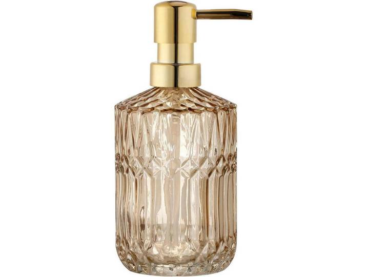 Seifenspender Glas Amber, Transparent, 8x18.5x8 cm, Badaccessoires, Seifenspender