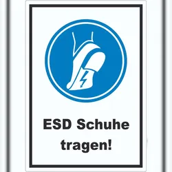 HB-Druck ESD Schuhe tragen Aufkleber Fußschutz gegen elektrostatische Aufladung A6 (105x148mm)