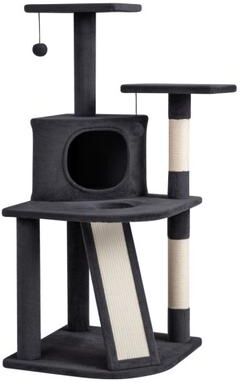 Costway 44 Inch Tall Kitten Tower with Condo and 2 Plush Perches-Dark Gray