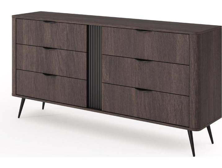 Commode FURNLUX Veris chêne foncé et noir 163 cm / Couleur principale : marron / Dimensions : 163 x 81 x 38 cm