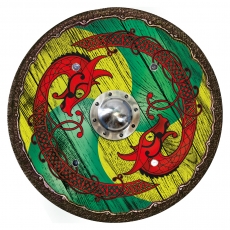 holzspielerei Wikingerschild - Drache grün-gelb 269698