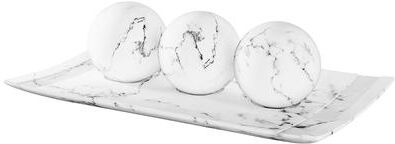 Creative Labs Scents White Marble Home Decor Tray and Orb Set
