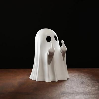 Uplift Treasures Cute Middle Finger Ghost Halloween Statue white