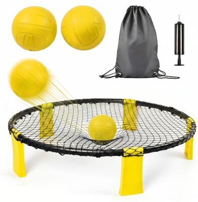 Justmaellc Outdoor Roundnet Portable Beach Game Set with 2 Balls Classic Family Entertainment - N/A