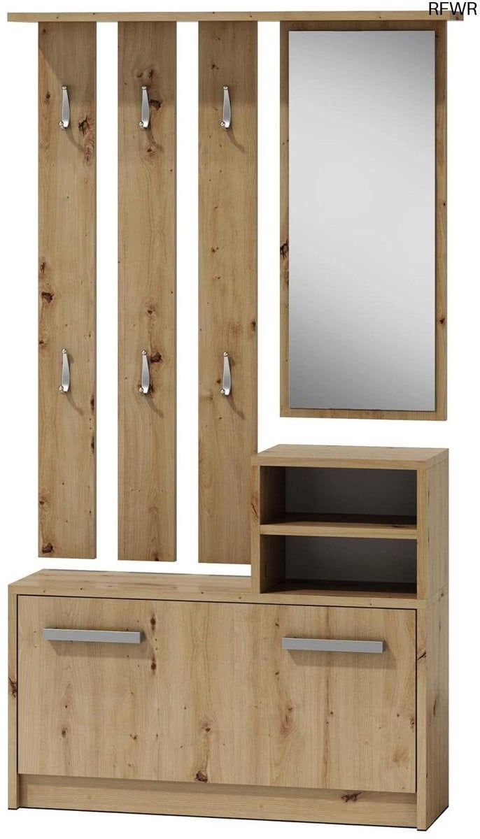 RFWR Moderne compacte garderobe voor de gang met spiegel, kledinghangers en schoenenkast