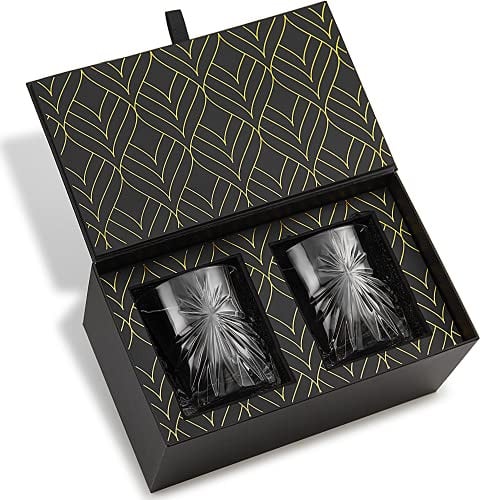 Set van 2 Soleil Crystal Whiskyglazen, 315 ml, inclusief luxe goudfolie geschenkdoos