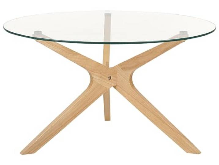 Beliani Couchtisch Transparent Sicherheitsglas Rund Glas Trasparent Skandinavisch, Lackiert, Belastbarkeit 15 kg, 80 x 80 x 46 cm