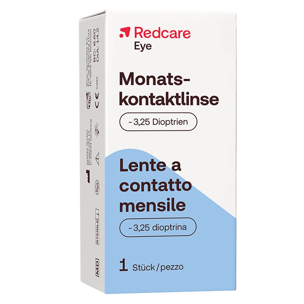 Redcare Eye Monatskontaktlinse weich -3,25 dpt 1 Stück Kontaktlinsen