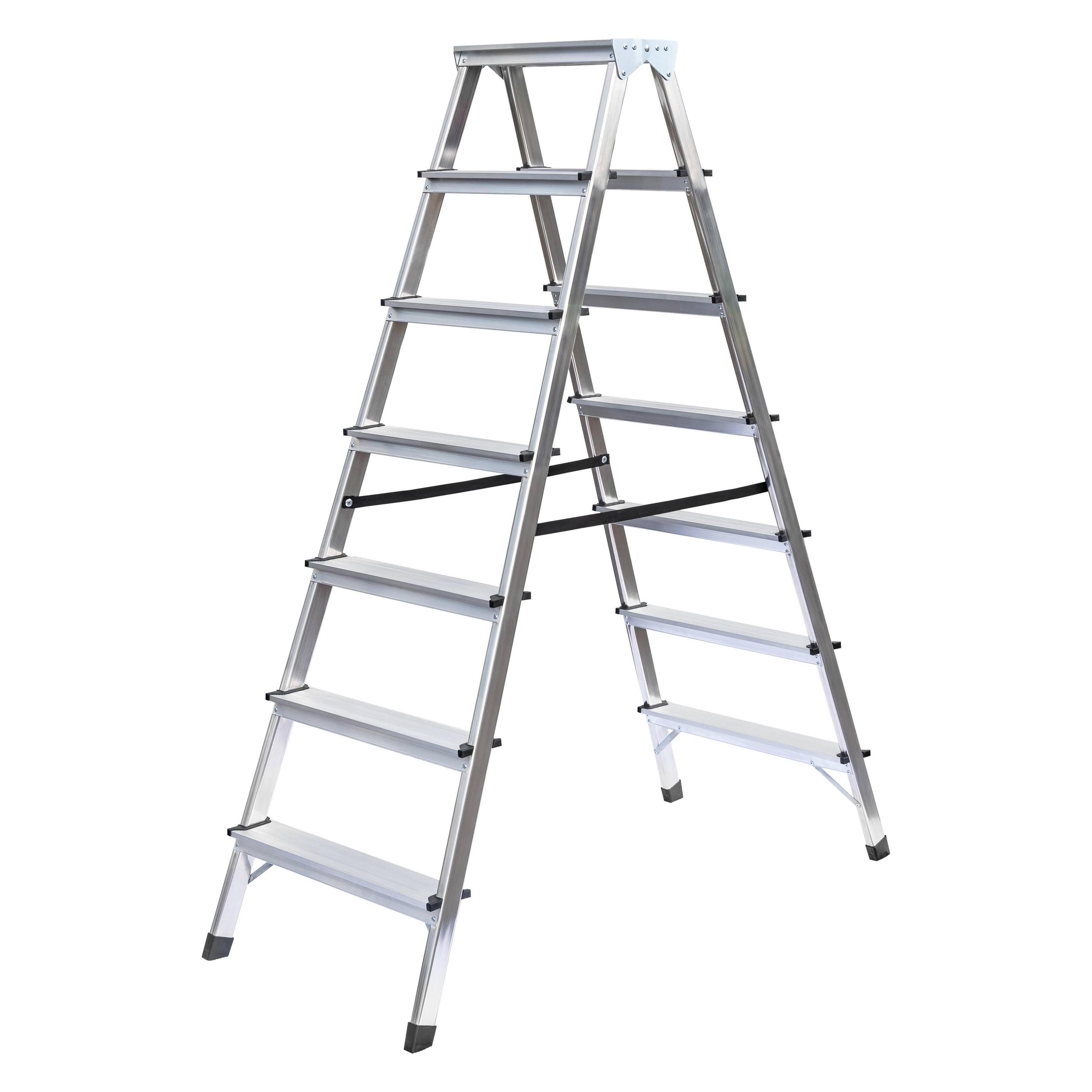 kaiserkraft Haushaltsleiter beidseitig begehbar 2x7 Stufen (Stehleiter, 315 cm) (011167)