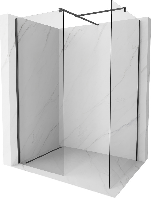 Mexen Kioto Duschwand Walk-in 120 x 120 cm, transparent, schwarz - 800-120-202-70-00-120