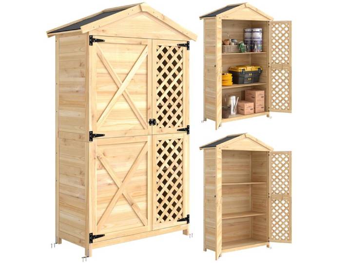 Étagère réglable porte ventilée armoire de jardin pour rangement extérieur des outils