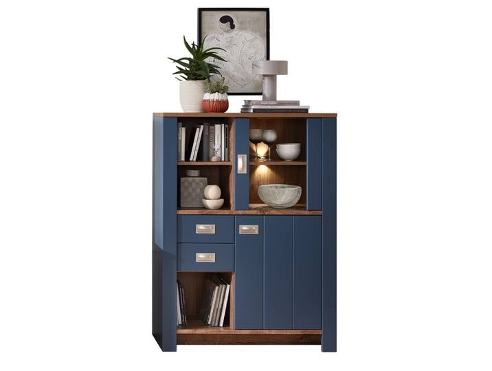 Innostyle Dijon Vitrine Holzwerkstoff Parisian Blue/Haveleiche