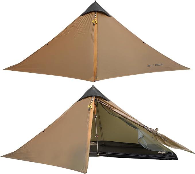 Silecomplaza 3F UL Gear Lanshan Ultraleicht Zelt für Camping, Zelt 1 Person oder 2 Personen 3/4-Jahreszeiten Wasserdichtes Professionelles Wanderzelt 15D Professionell Camping Zelt