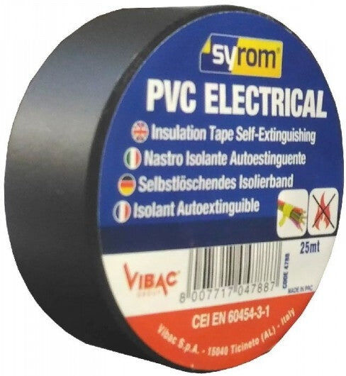 Syrom Nastro adesivo isolante per elettricisti nero 15 x 25MT