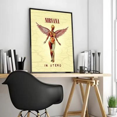 Inspired Living Nirvana Canvas Wall Art Poster For Bedroom, Dorm & Music Room Decor 5 21x30cmframeless