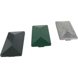 Doppelstabmattenzaun Aluminium Pfostenkappe - 6x4 cm mit Überstand - Metallkappe in Grün (RAL 6005), Anthrazit (RAL 7016), Silber - für Zaunpfosten