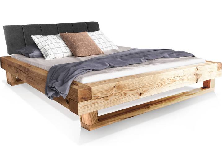 LIAS Balkenbett mit Polsterkopfteil, Holz-Kufenfuß, Material