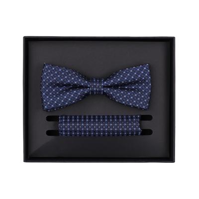 Fliege VENTI "VENTI Set aus Fliege und Einstecktuch gemustert", Herren, blau (dunkles mittelblau), 100% Seide, Fliegen