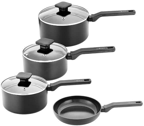 Stoven Noir 4 Piece Saucepan Set with 20cm Frying Pan
