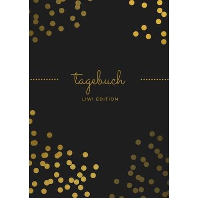 Tagebuch schön A5 liniert - 100 Seiten 90g/m² - Soft Cover goldene Punkte schwarz, Taschenbuch von Notizbuch A5,Tagebuch A5, Liwi Literatur- Und