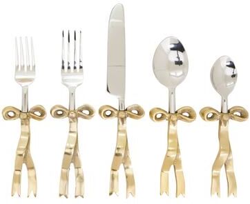 Saro Bow Handle Flatware Set of 5 - Stainless Steel Dining Utensils for Table Settings and Entertaining