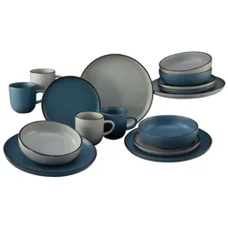 CreaTable Modern Scandic Blau Kombiservice 16-tlg Steinzeug