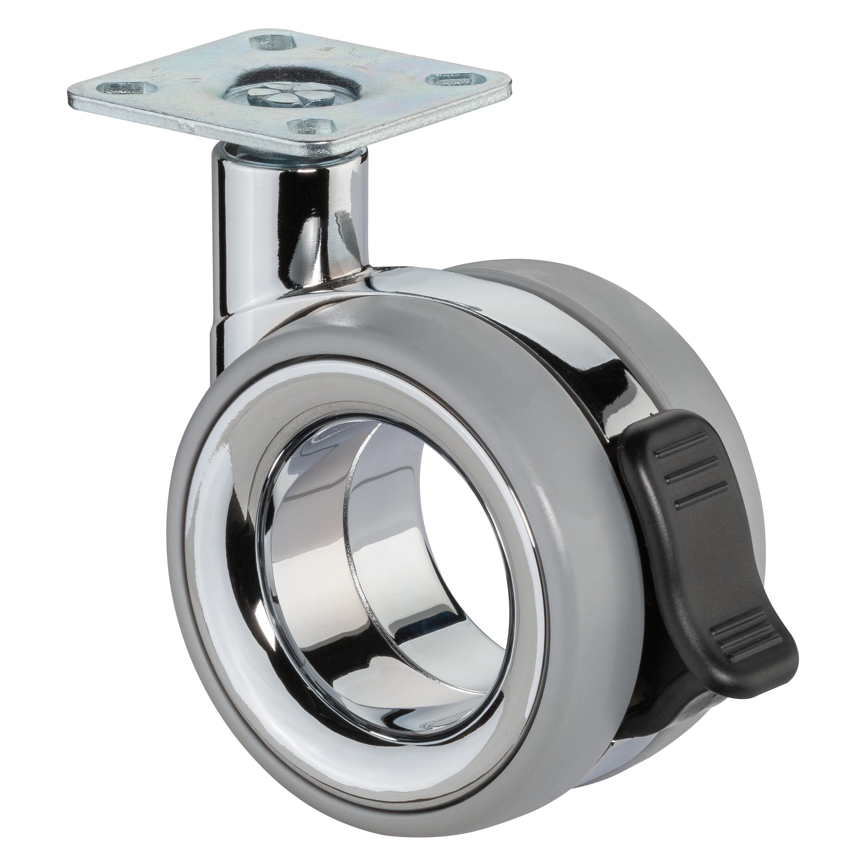 BS Rollen Design-Doppelrolle, mit Feststeller,Rad Ø 75mm, F353, Polyurethan grau (228235)