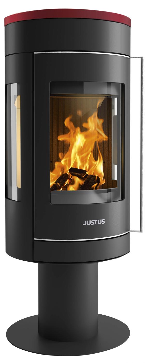 Justus Kaminofen | Meva | 5,5 kW | Top Keramik Bordeauxrot