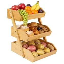 Relaxdays Obst Etagere Bambus 3 Etagen Hellbraun