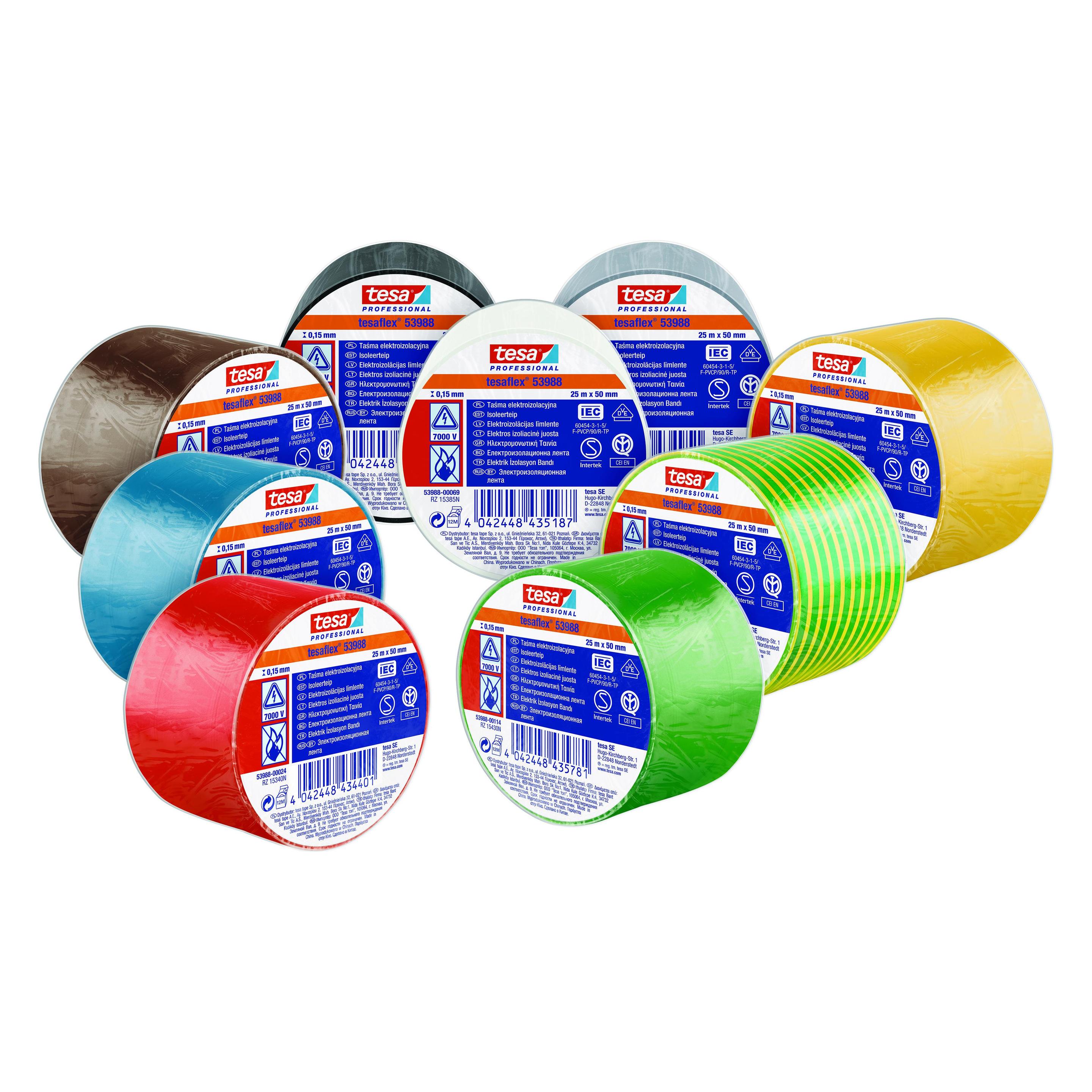 tesa Elektro Isolierband, hitzebeständiges Klebeband zum Isolieren, Reparieren & Bündeln (19 mm) (53988-00121-00)