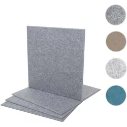 4er-Set Akustikwandpaneel HWC-L52, Wandpaneele Akustikplatten, schalldämmend 1qm Fläche 50x50cm ~ grau