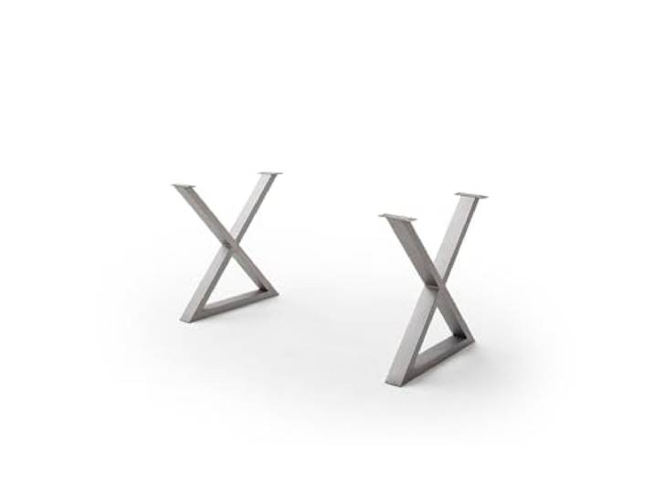 möbelando Tischgestell >Calabria< (2er-Set) in Silber - 73x74x8 (BxHxT)