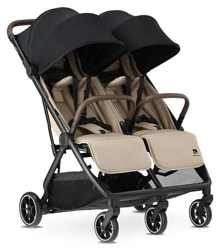 Rolo X2 V2 Kinderwagen Buggy 2 in 1 - Buggy klein zusammenklappbar - Geburt bis 4 Jahre - Baby Wagen pro Sitz belastbar bis 22kg - Kinderbuggy klappbar - kompact & faltbar - Nougat