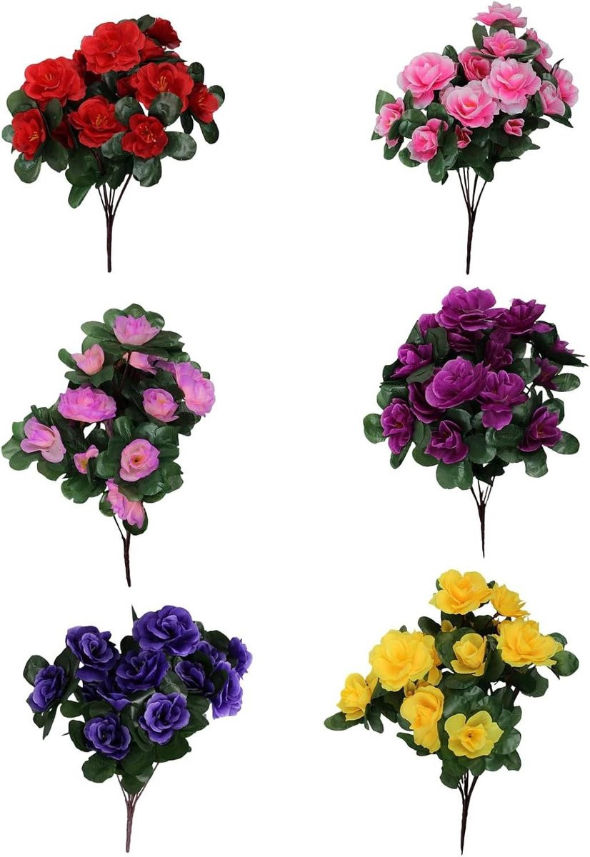 6 bundels kunstbloemen geraniums zijden bloemen struik voor buiten decoratie rozerood