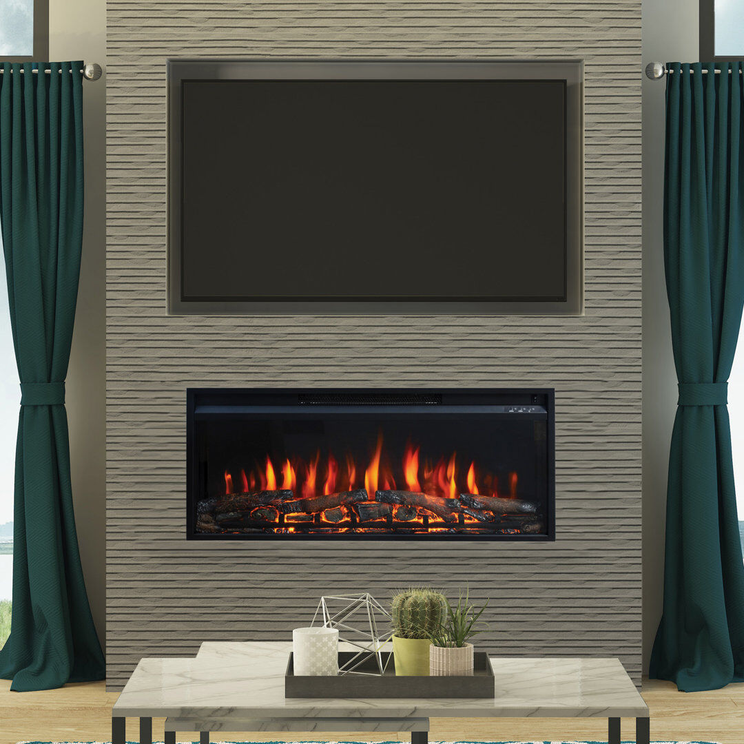 Flare Rodwell 36” Inset Wall Mounted Electric Fire Black 44.2cm H X 36cm W X 15.4cm D