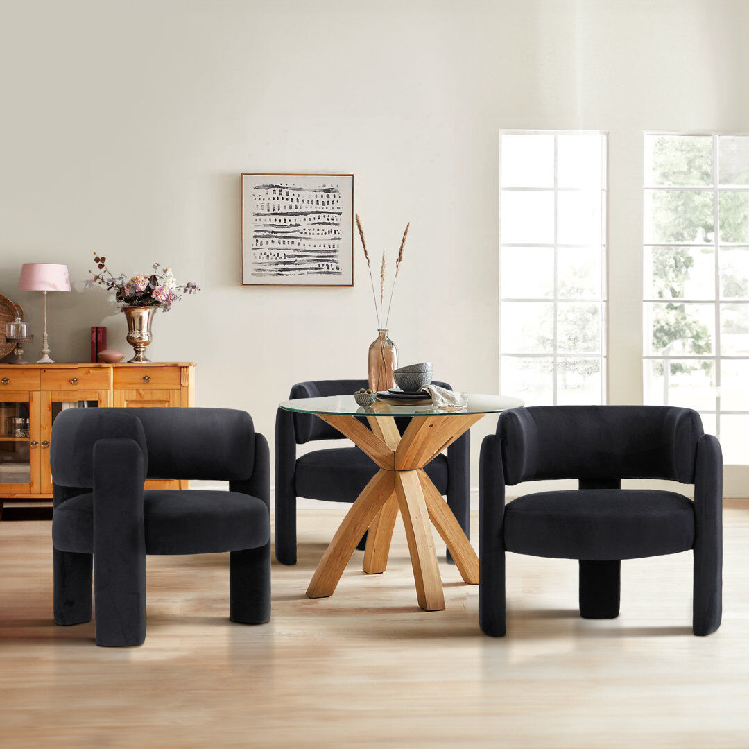 Everly Quinn Modern Upholstered Barrel Armchair Black 72.4cm H X 84cm W X 72.4cm D