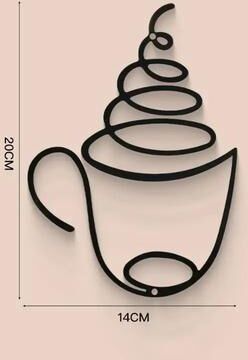 Inspired Living Modern Coffee Cup Wall Art For Kitchen And Coffee Bar Black Metal Coffee Wall Decor b