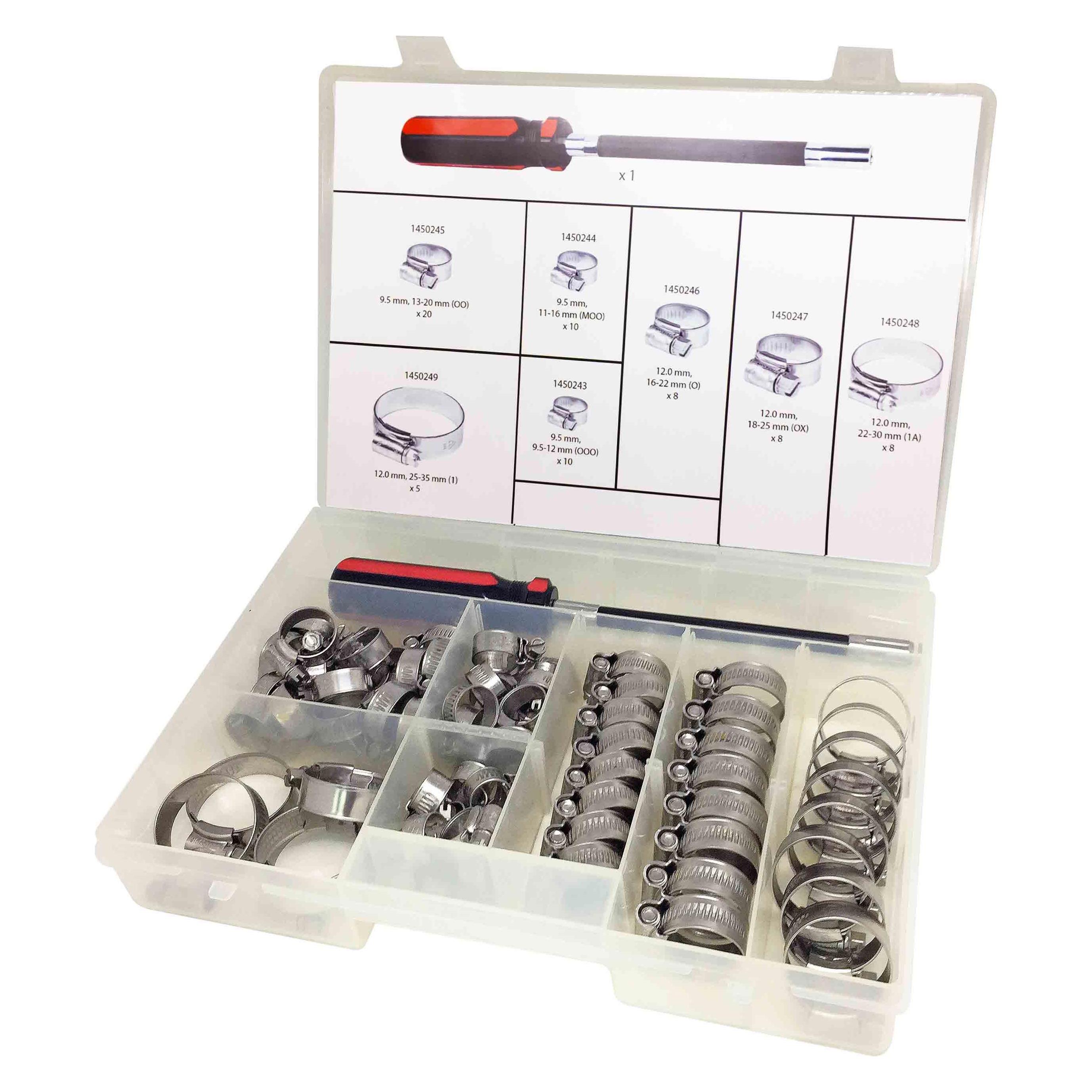 RS PRO Steel Wormdrive Hose Clip Kit, 70 pieces (1757152)