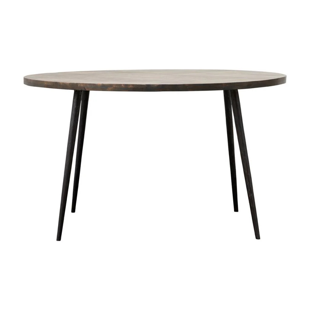 House Doctor Club ronde eettafel zwart hout en ijzer