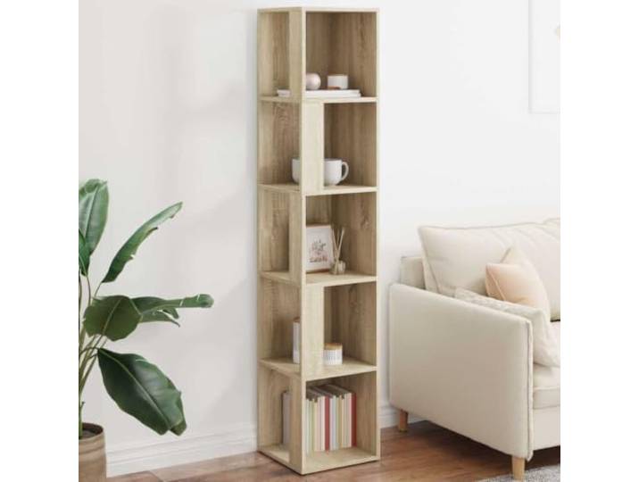 HPUYRFG Eckregal Sonoma-Eiche 33x33x164,5 cm Holzwerkstoff mit 5 Fächern 5 Fächer, robuste Seitenwände, platzsparend, pflegeleicht, vielseitig nutzbar