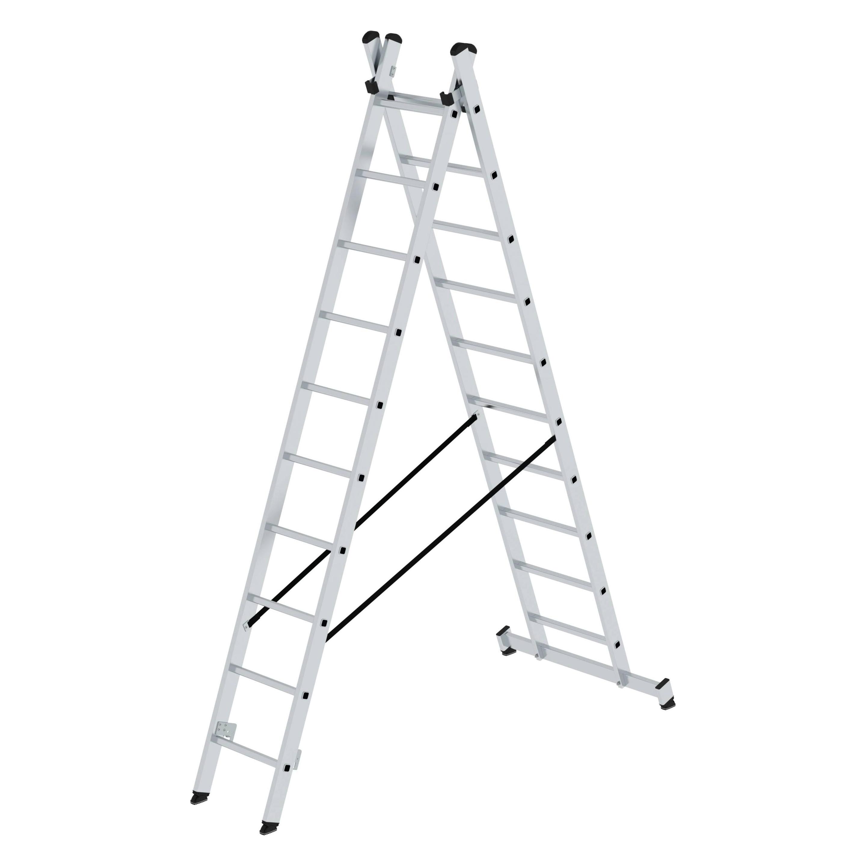 Munk Sprossen-Mehrzweckleiter 2-teilig mit nivello-Traverse 2x10 Sprossen (Mehrzweckleiter, 502 cm) (031220)
