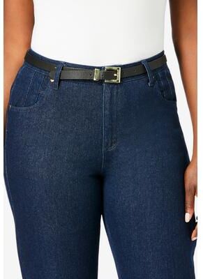 Women's Faux Leather Skinny Belt by Accessories For All in Black (Size 14/16)