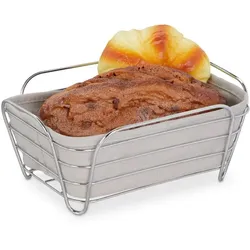 Relaxdays Brotkorb Metall mit Stoffeinsatz Grau,Silber
